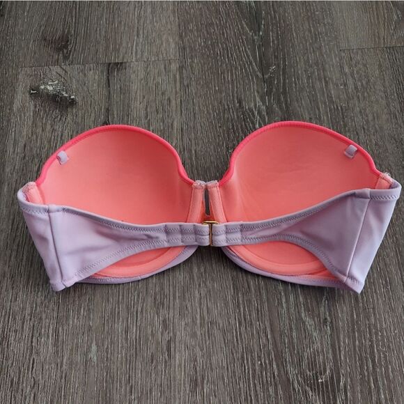 Victorias Secret 32D Strapless Pushup Bikini Top Purple Pink - Picture 2 of 5